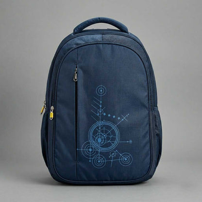 Trendy Navy Blue School & College Backpack | Large Capacity Geometric Print Laptop Bag for Boys & Girls-29 L
