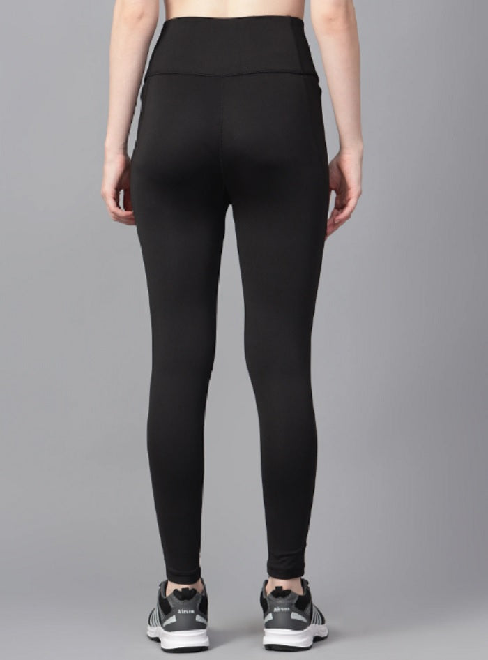 Shiv Naresh Black High Waist Ribbed Leggings