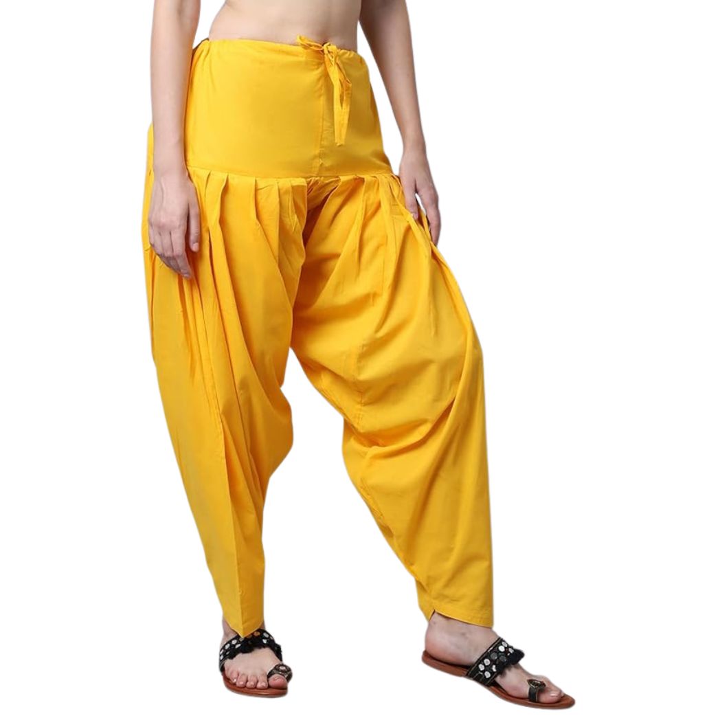 Women & Girl's Ethnic Premium Pleated Patiala Salwar in Yellow & Sky Blue-Pack of 2