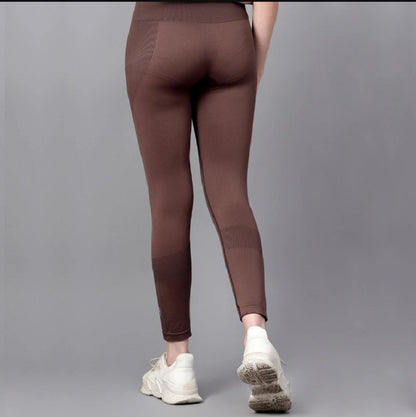 Shiv Naresh Brown Women's Seamless Gym Leggings