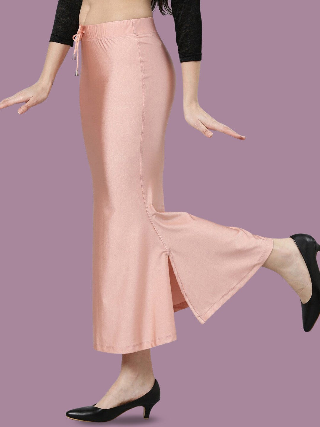 Rayon Stretch Saree Shapewear Petticoat for Women | Mermaid Flare Peach