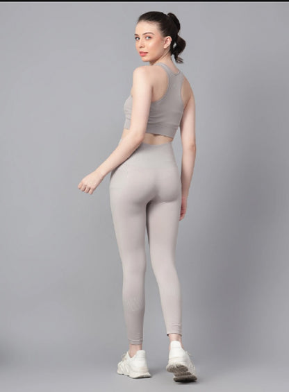 Shiv Naresh Women Grey Core Fit Seamless Gym Workout Set