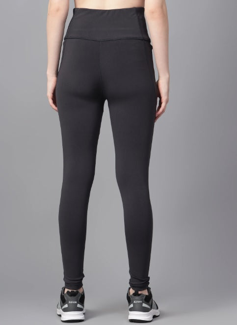 Shiv Naresh Dark Grey High Waist Ribbed Leggings