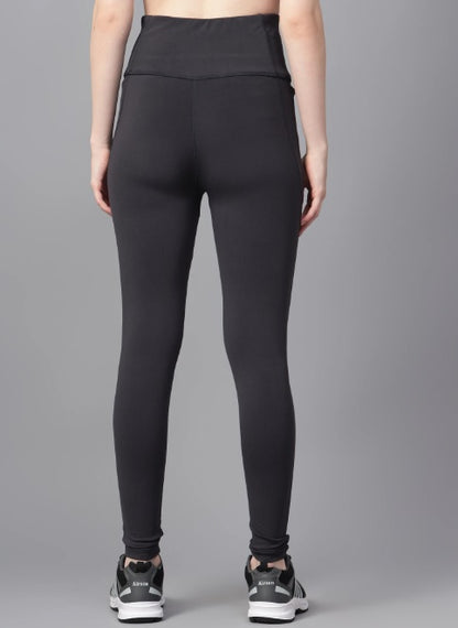 Shiv Naresh Dark Grey High Waist Ribbed Leggings