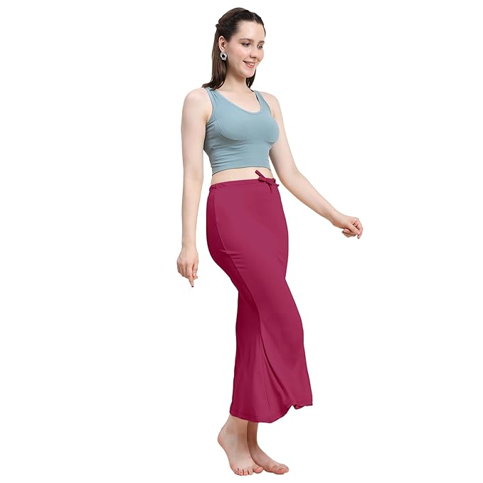 Trendzmy Apparels Saree Shapewear Cherry Color for Womens | Lycra Strechable Under Skirts Petticoat | Fish Cut for Everyday Comfort Wear