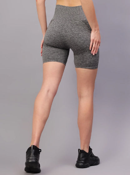 Shiv Naresh Women Black Seamless High-Waist Gym Biker Shorts