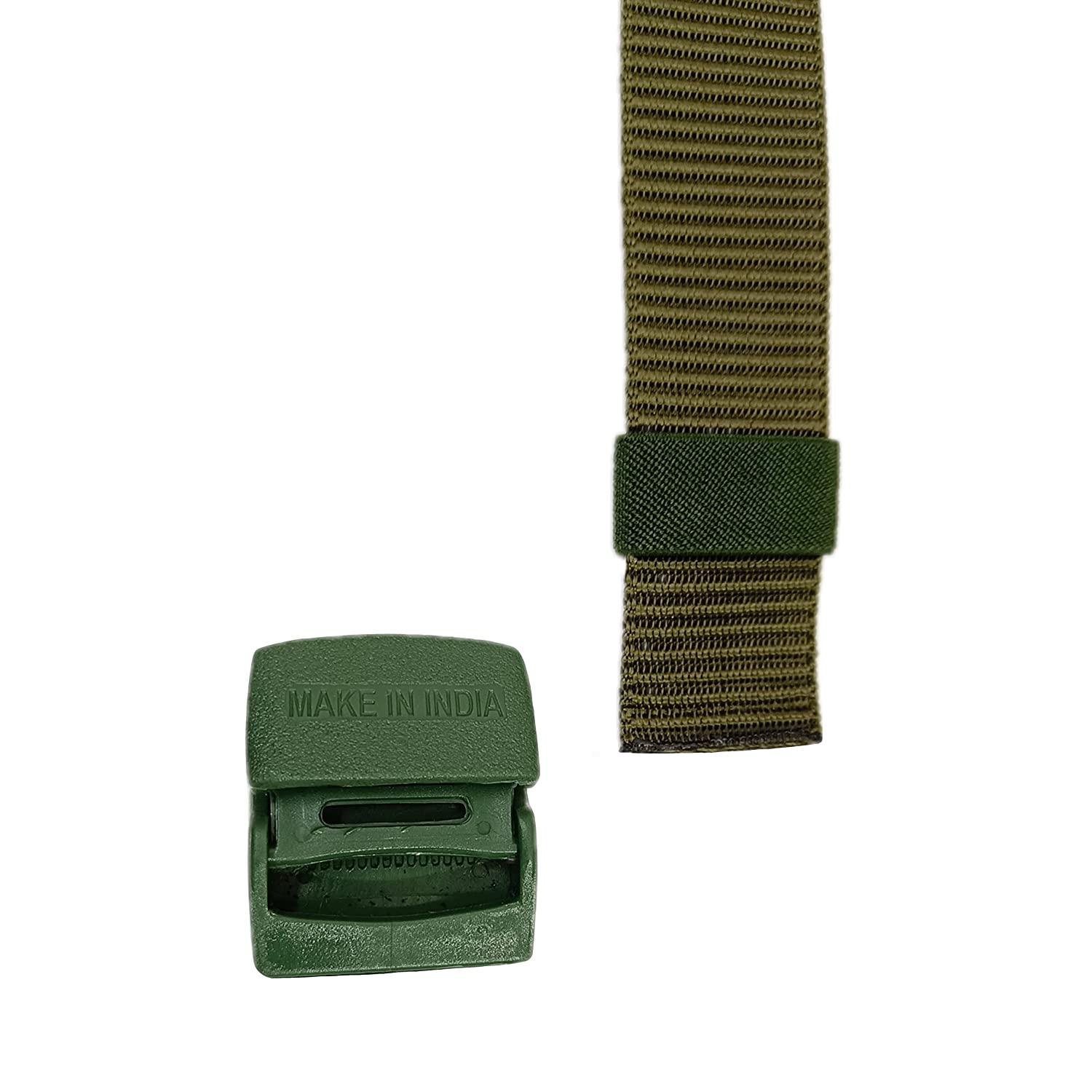 Indian Army Belt, Men's Nylon woven fabric Belt, Hole free plastic flap buckle
