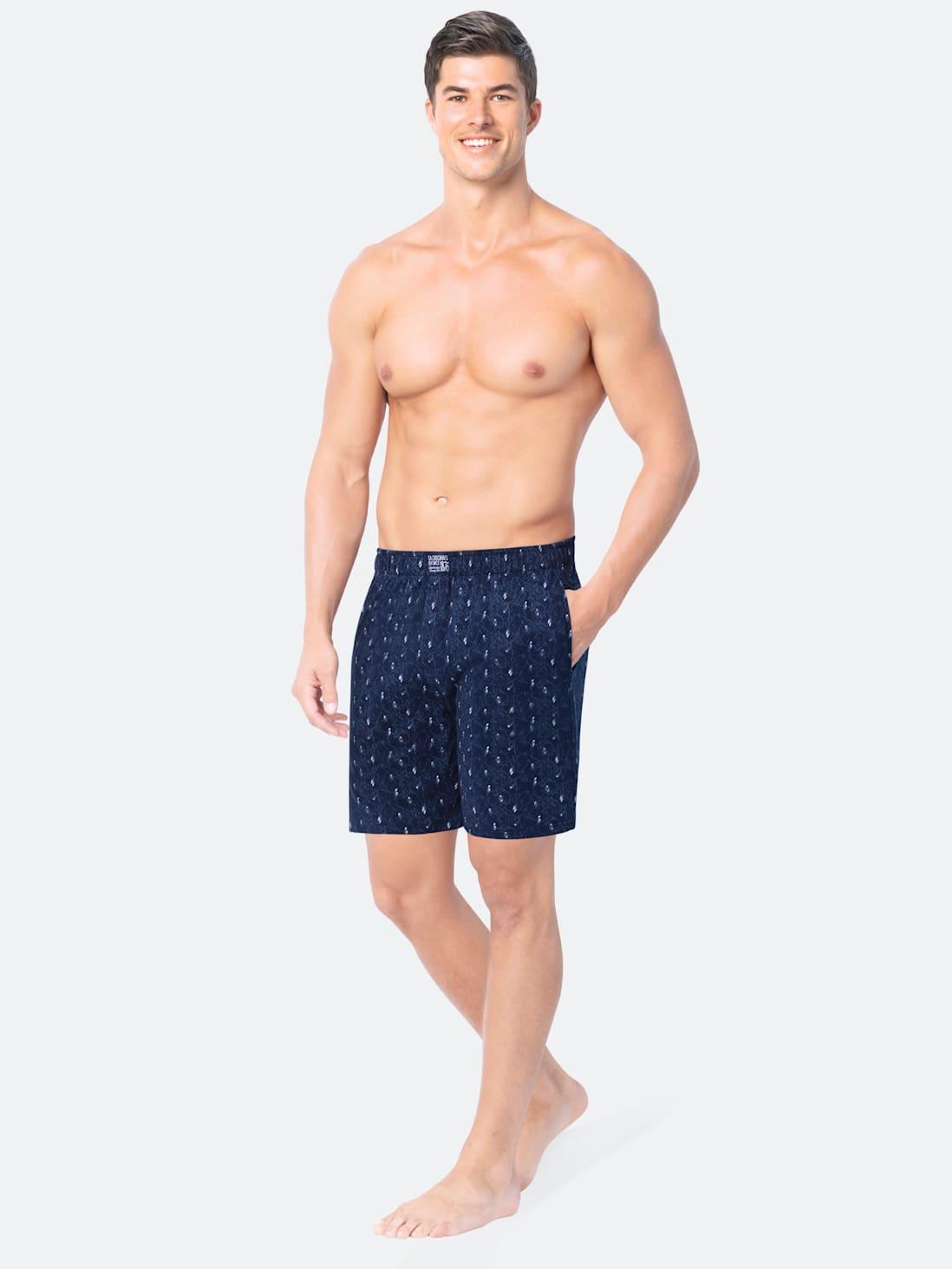 Jockey Men's Super Combed Cotton Printed Boxer Shorts with Side Pocket - Blue (Random Prints)