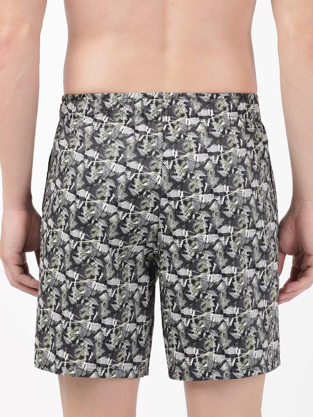 Jockey Men's Super Combed Cotton Satin Weave Printed Boxer Shorts with Side Pocket - Assorted (Random Prints)