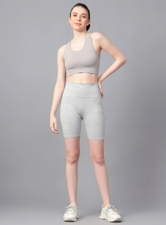 Shiv Naresh Women Grey Seamless Gym Biker Shorts