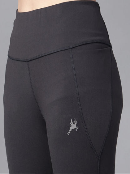 Shiv Naresh Dark Grey High Waist Ribbed Leggings