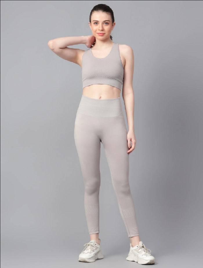Shiv Naresh Women Grey Core Fit Seamless Gym Workout Set