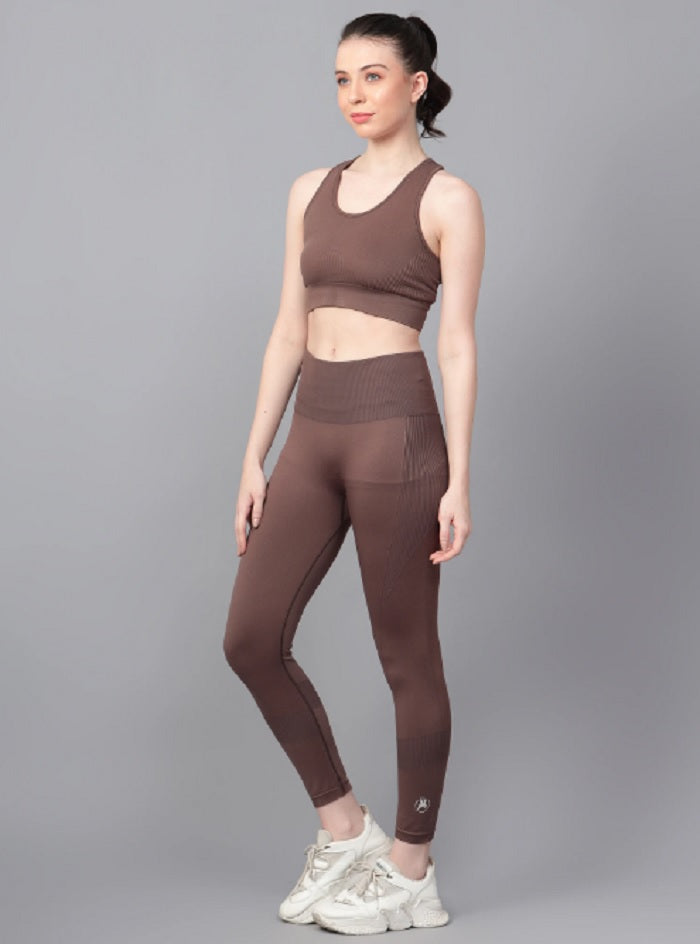 Shiv Naresh Women Brown Core Fit Seamless Gym Workout Set