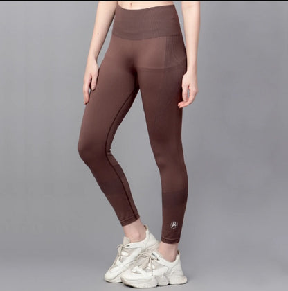 Shiv Naresh Brown Women's Seamless Gym Leggings