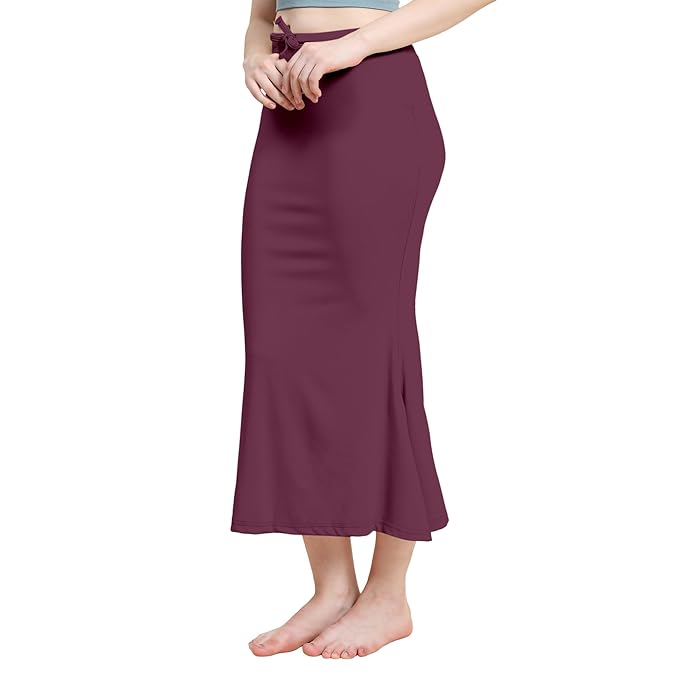 Apparels Saree Shapewear Wine Color for Women's | Lycra Stretchable Under Skirts Petticoat | Fish Cut for Everyday Comfort Wear