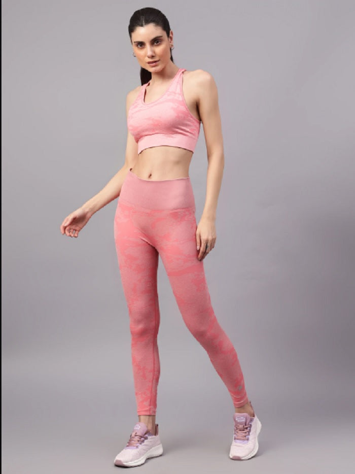 Shiv Naresh Women Pink Core Fit Seamless Sports Bra & High-Rise Leggings Gym Workout Set