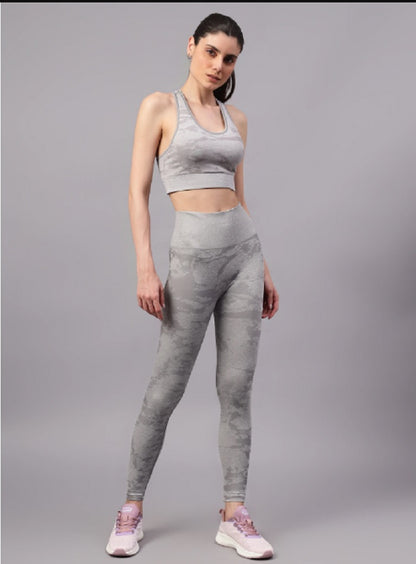 Shiv Naresh Women Grey Core Fit Seamless Sports Bra & High-Rise Leggings Gym Workout Set