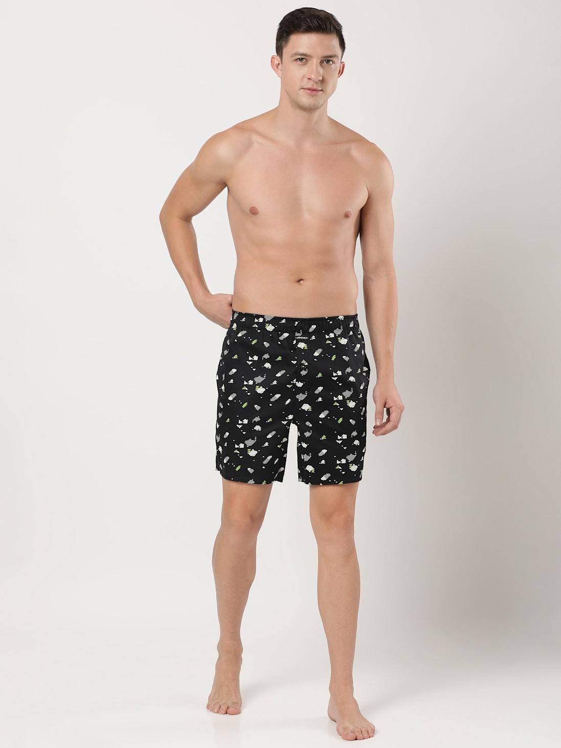 Jockey Men's Super Combed Cotton Satin Weave Printed Boxer Shorts with Side Pocket - Assorted (Random Prints)