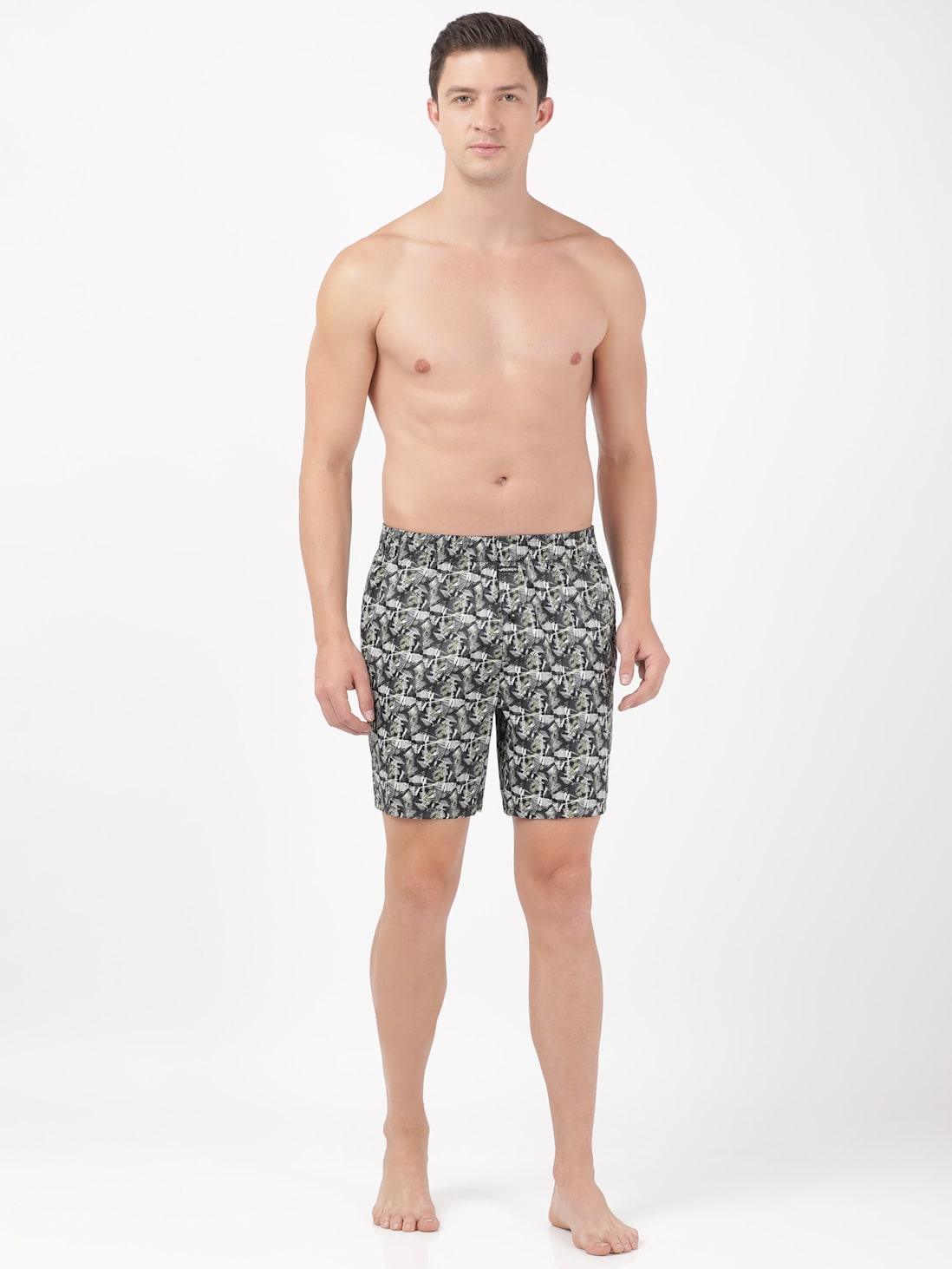 Jockey Men's Super Combed Cotton Satin Weave Printed Boxer Shorts with Side Pocket - Assorted (Random Prints)