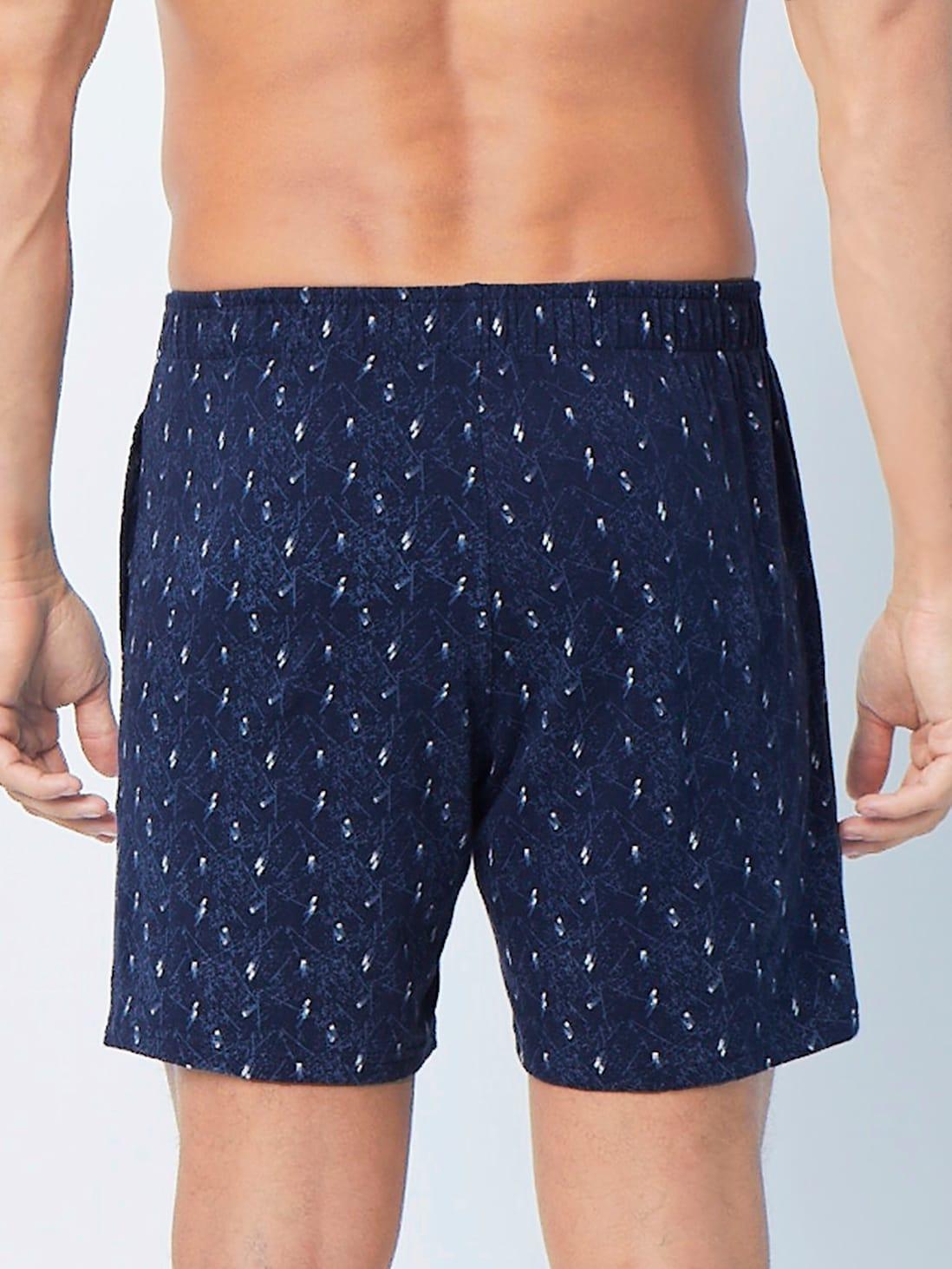 Jockey Men's Super Combed Cotton Printed Boxer Shorts with Side Pocket - Blue (Random Prints)