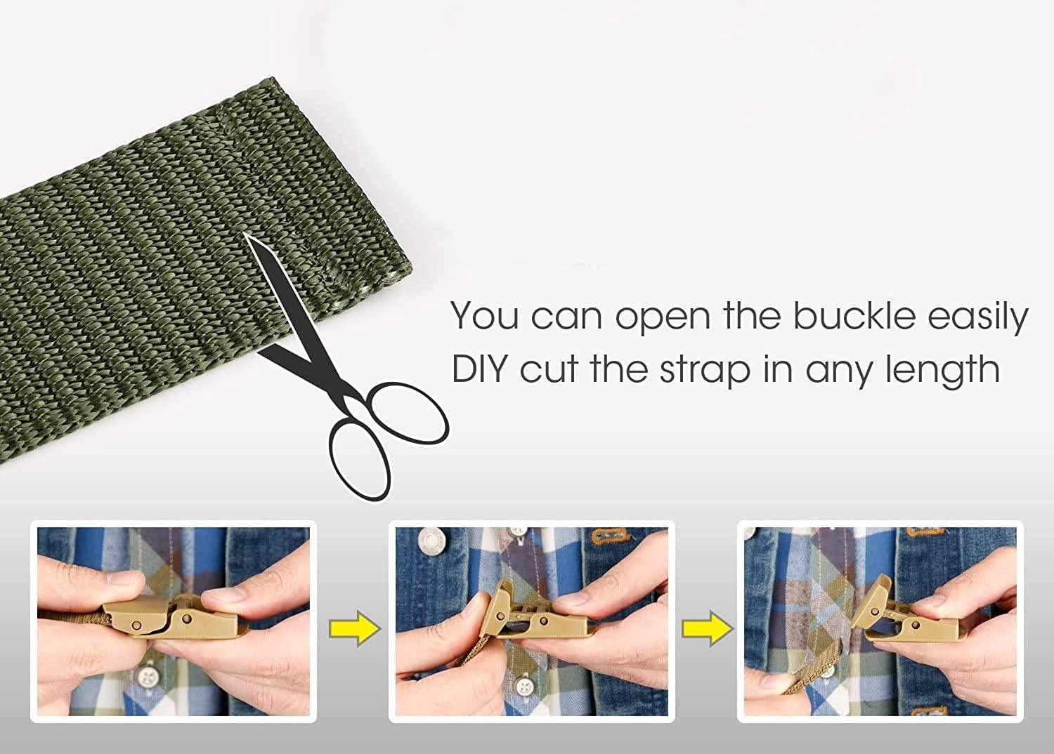 Indian Army Belt, Men's Nylon woven fabric Belt, Hole free plastic flap buckle