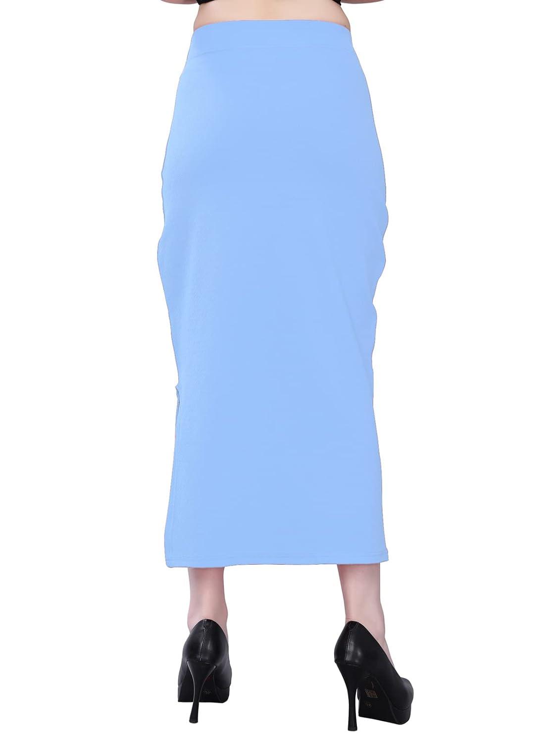 Women's Light Blue Lycra Full Elastic Saree Shapewear Petticoat Free Size