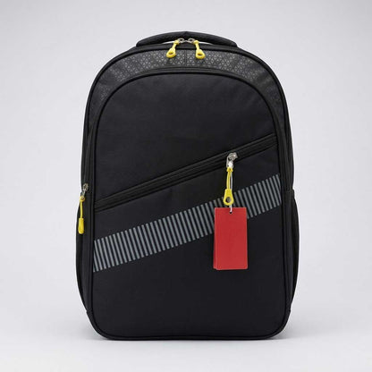 Premium Ergonomic Multi-Pocket School & Travel Backpack – Sleek Black with Tactical Yellow Accents
