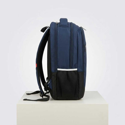 Premium Multi-Pocket School & Travel Backpack – Durable Navy & Black Laptop Bag with Ergonomic Padded Straps