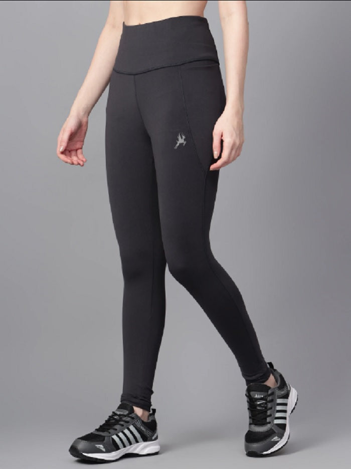 Shiv Naresh Dark Grey High Waist Ribbed Leggings