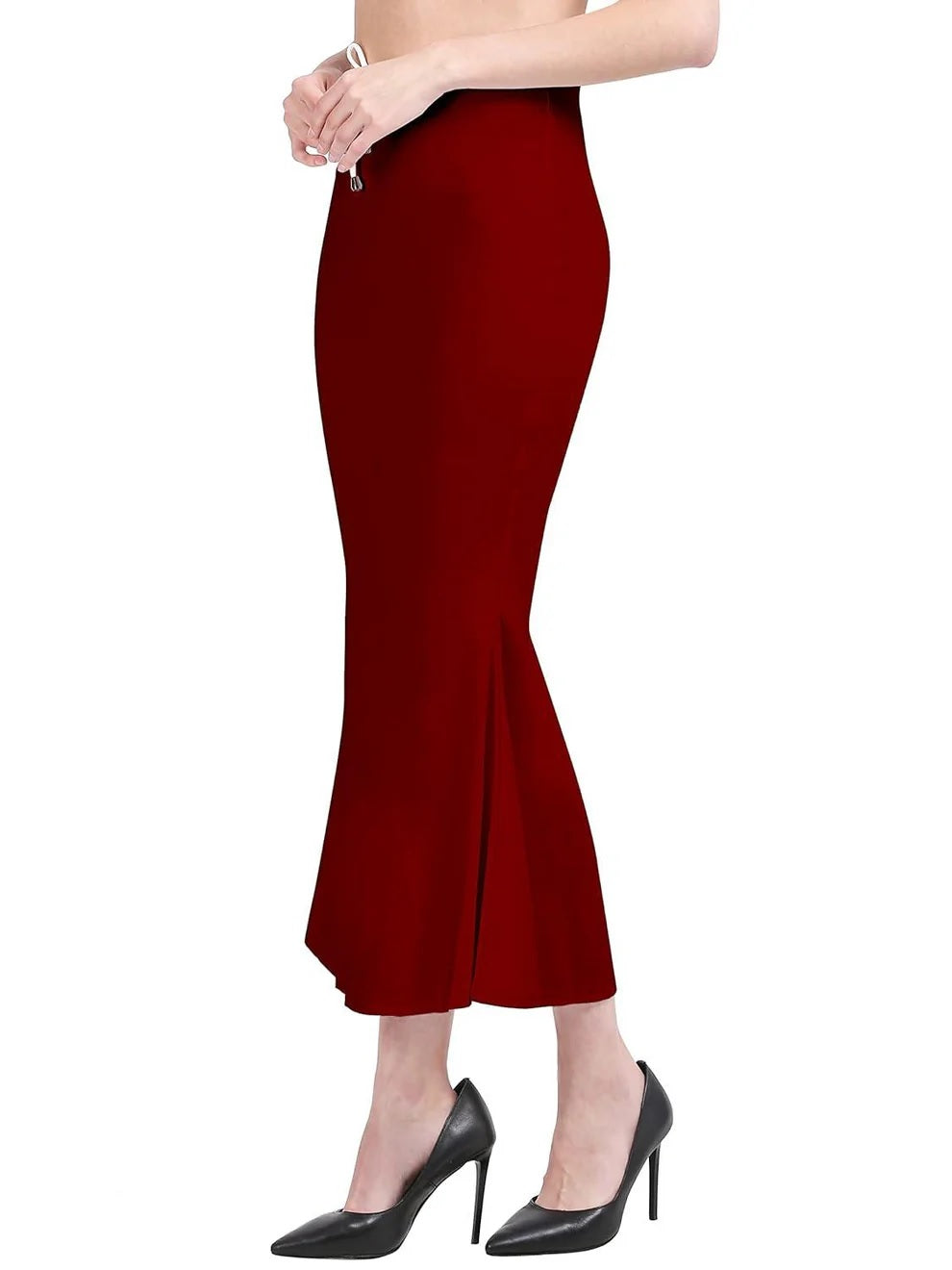 Apparels Saree Shapewear Maroon Color for Women's | Lycra Stretchable Under Skirts Petticoat | Fish Cut for Everyday Comfort Wear