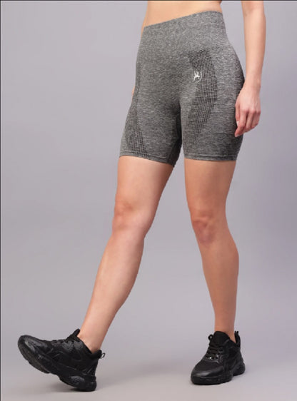 Shiv Naresh Women Black Seamless High-Waist Gym Biker Shorts