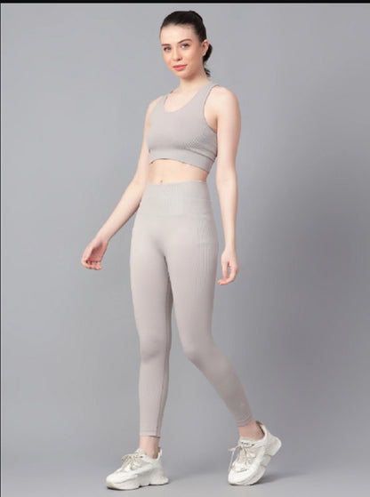 Shiv Naresh Women Grey Core Fit Seamless Gym Workout Set