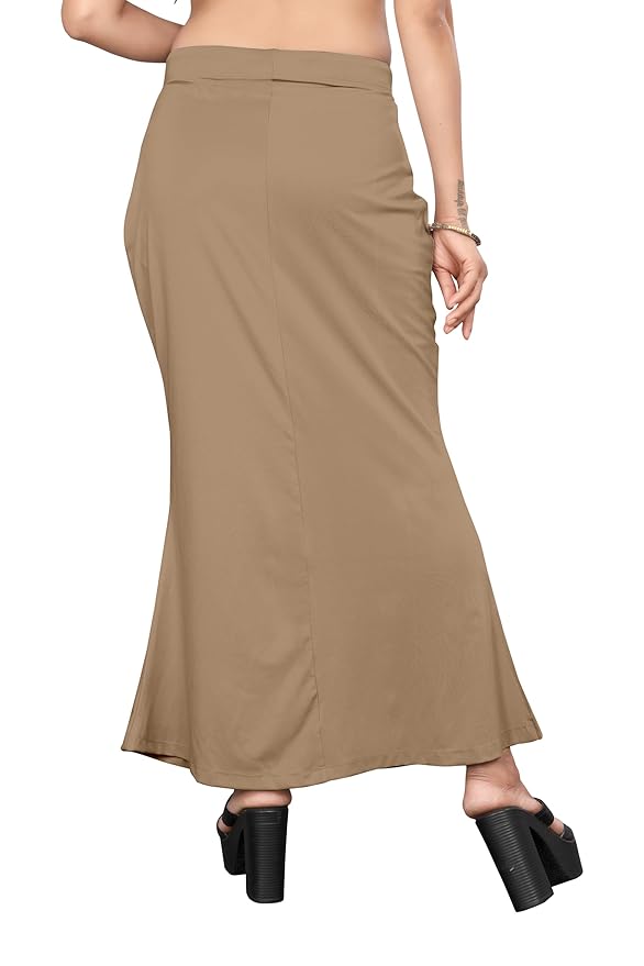 Apparels Saree Shapewear Chiku Color for Womens | Lycra Strechable Under Skirts Petticoat | Fish Cut for Everyday Comfort Wear
