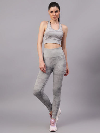 Shiv Naresh Women Grey Core Fit Seamless Sports Bra & High-Rise Leggings Gym Workout Set