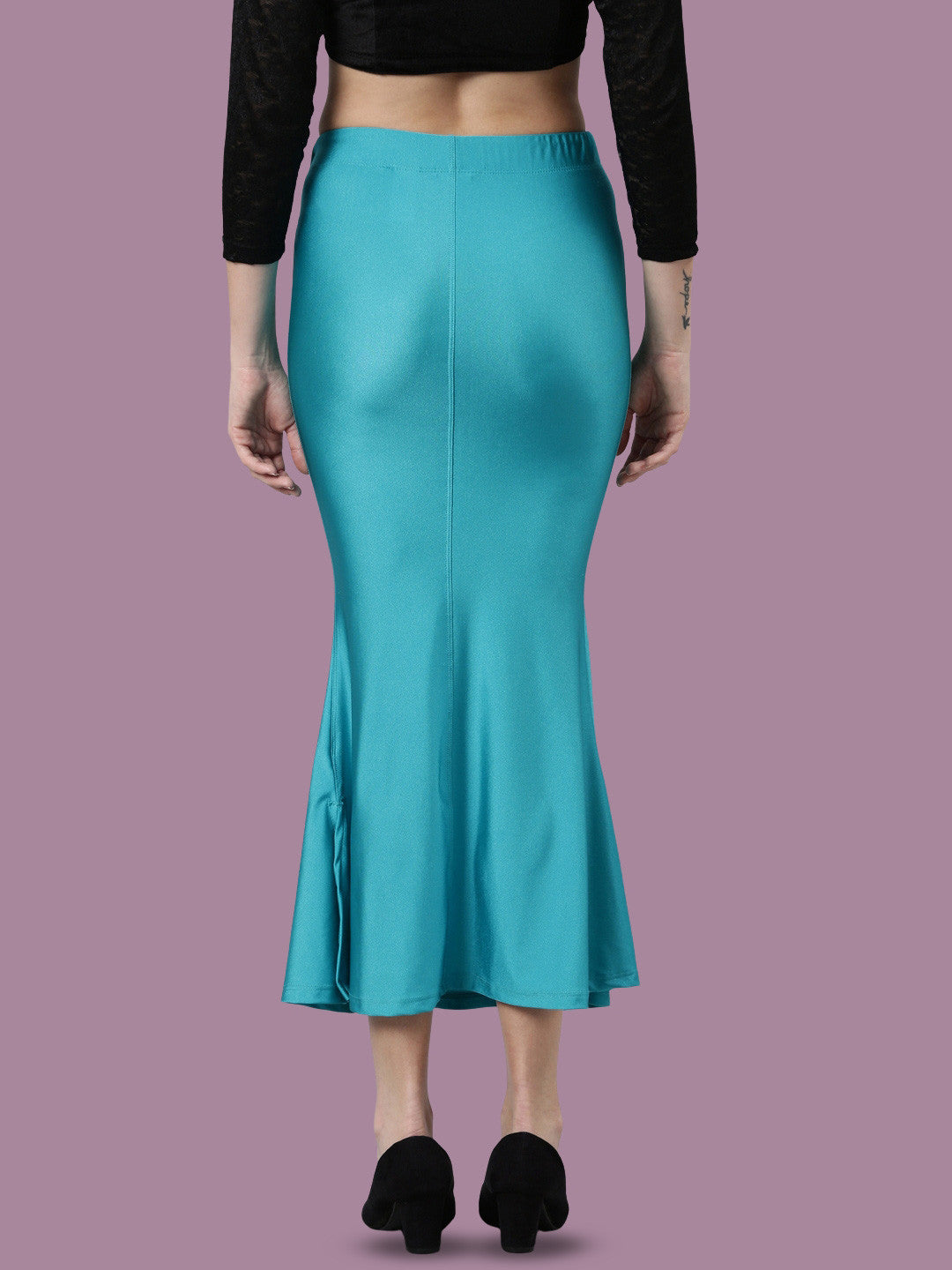 Rayon Stretch Saree Shapewear Petticoat for Women | Mermaid Flare Sky Blue