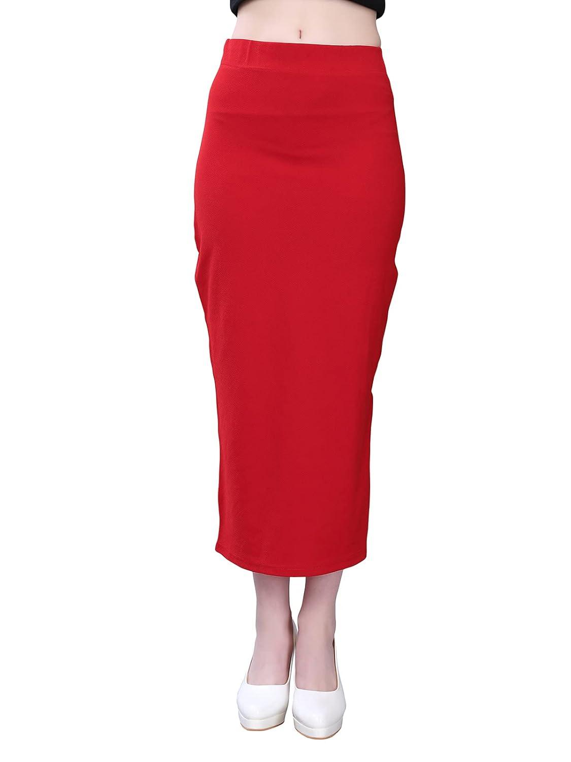 Women's Red Lycra Full Elastic Saree Shapewear Petticoat Free Size