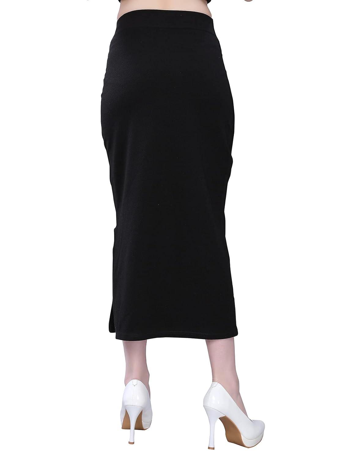 Women's Black Lycra Full Elastic Saree Shapewear Petticoat Free Size