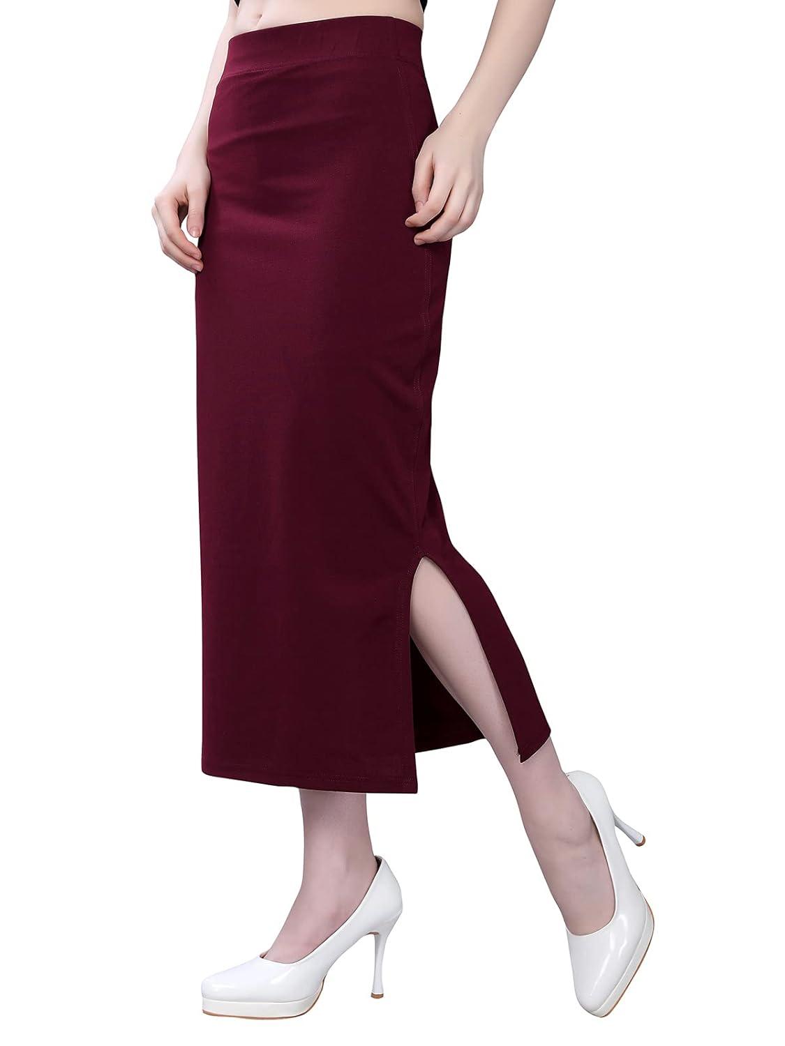 Women's Brown Lycra Full Elastic Saree Shapewear Petticoat Free Size