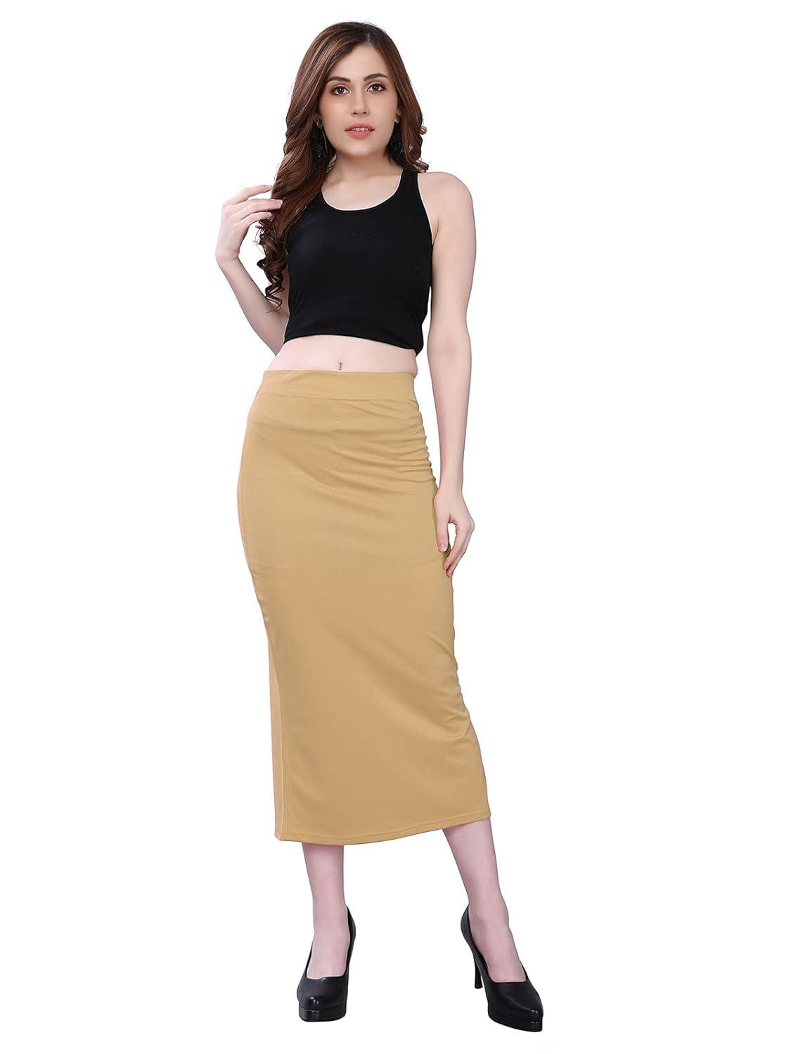 Women's Baige Lycra Full Elastic Saree Shapewear Petticoat Free Size Default Title