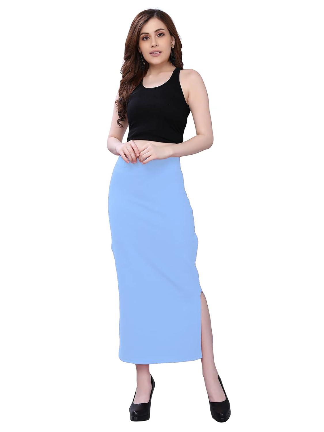 Women's Light Blue Lycra Full Elastic Saree Shapewear Petticoat Free Size Default Title