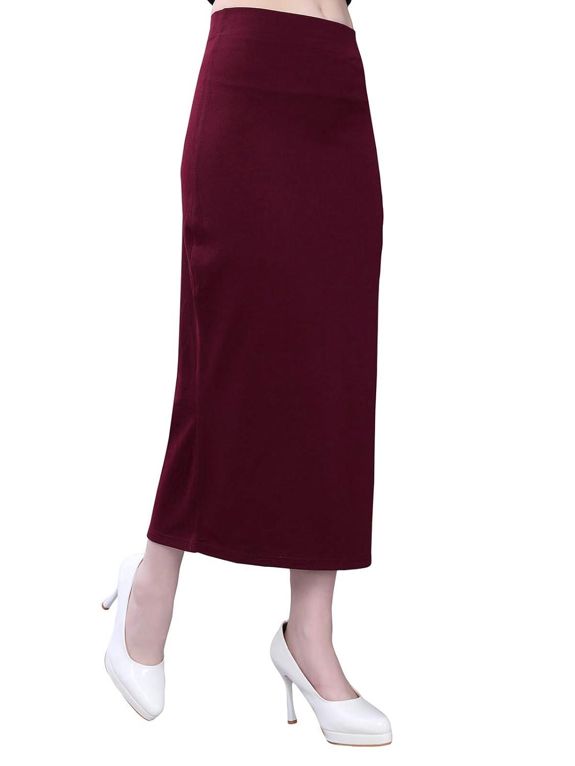 Women's Brown Lycra Full Elastic Saree Shapewear Petticoat Free Size