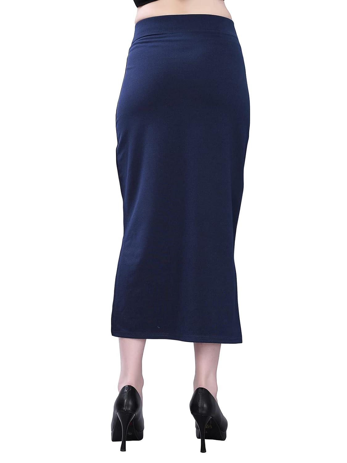 Women's Navy Blue Lycra Full Elastic Saree Shapewear Petticoat Free Size