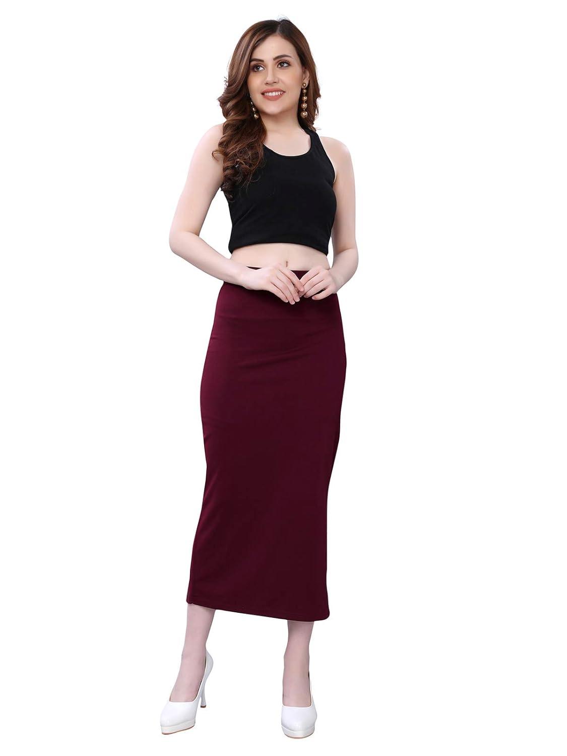 Women's Brown Lycra Full Elastic Saree Shapewear Petticoat Free Size Default Title
