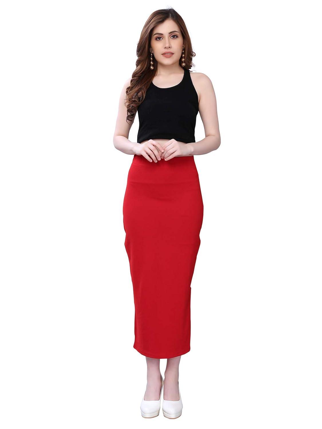 Women's Red Lycra Full Elastic Saree Shapewear Petticoat Free Size Default Title