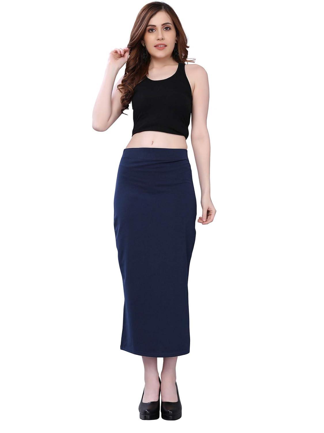 Women's Navy Blue Lycra Full Elastic Saree Shapewear Petticoat Free Size Default Title