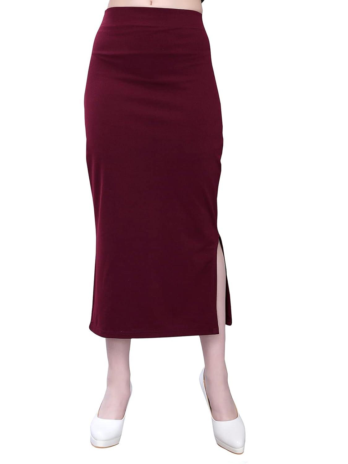 Women's Brown Lycra Full Elastic Saree Shapewear Petticoat Free Size