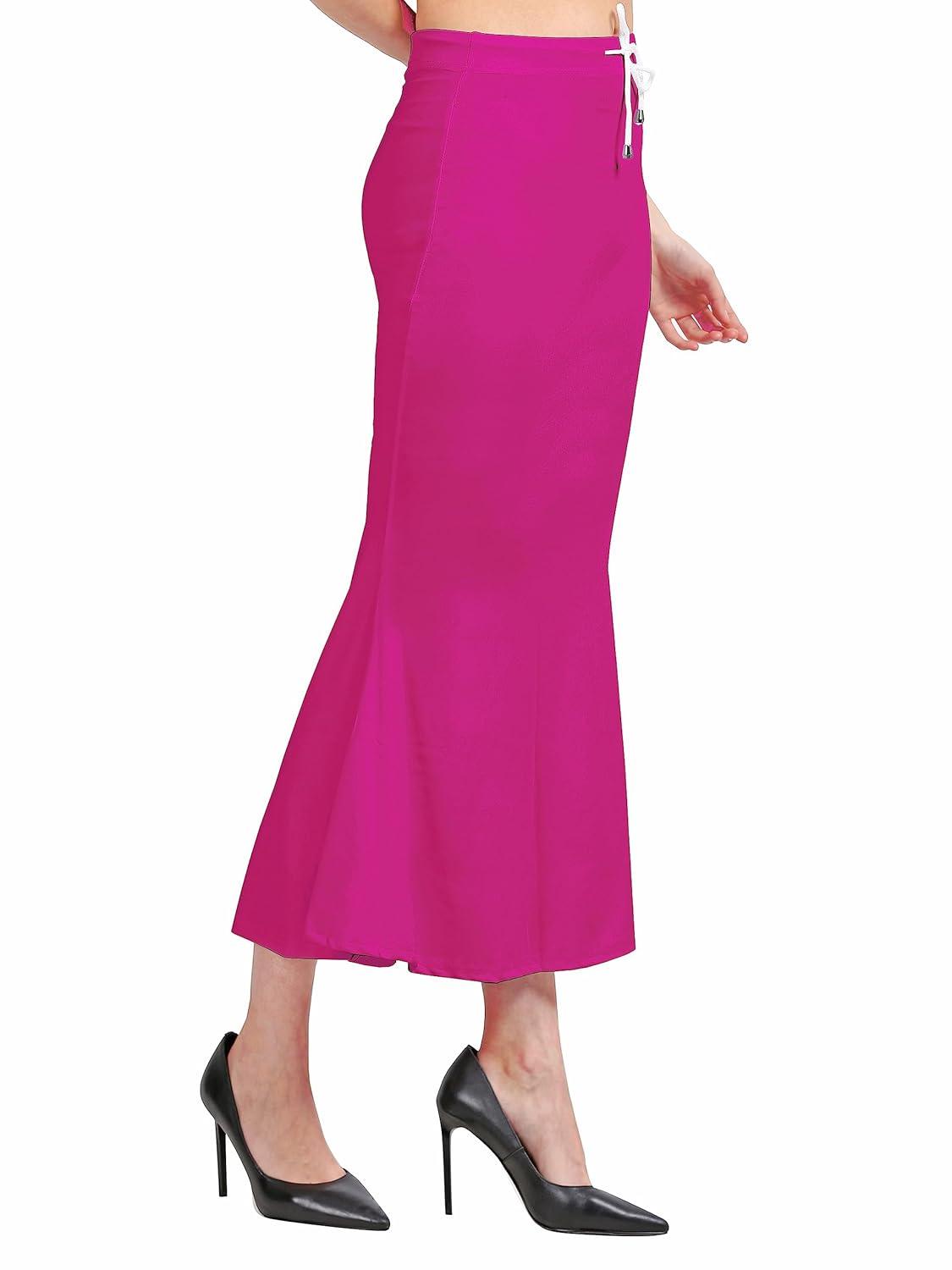 Women's Rani Pink Lycra Full Elastic Saree Shapewear Petticoat Free Size