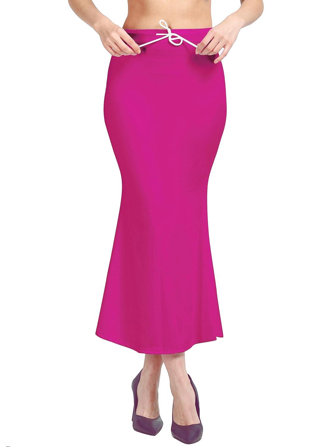 Women's Rani Pink Lycra Full Elastic Saree Shapewear Petticoat Free Size