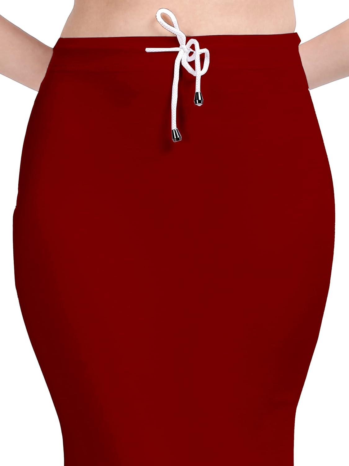 Women's Maroon Lycra Full Elastic Saree Shapewear Petticoat Free Size