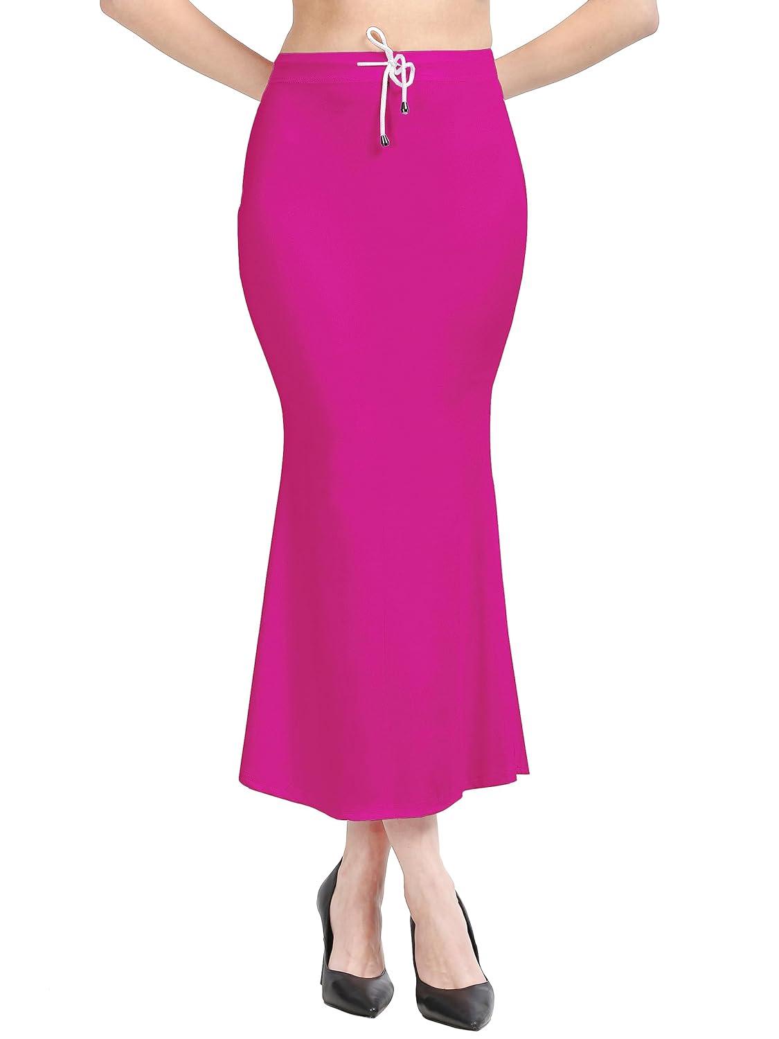 Women's Rani Pink Lycra Full Elastic Saree Shapewear Petticoat Free Size